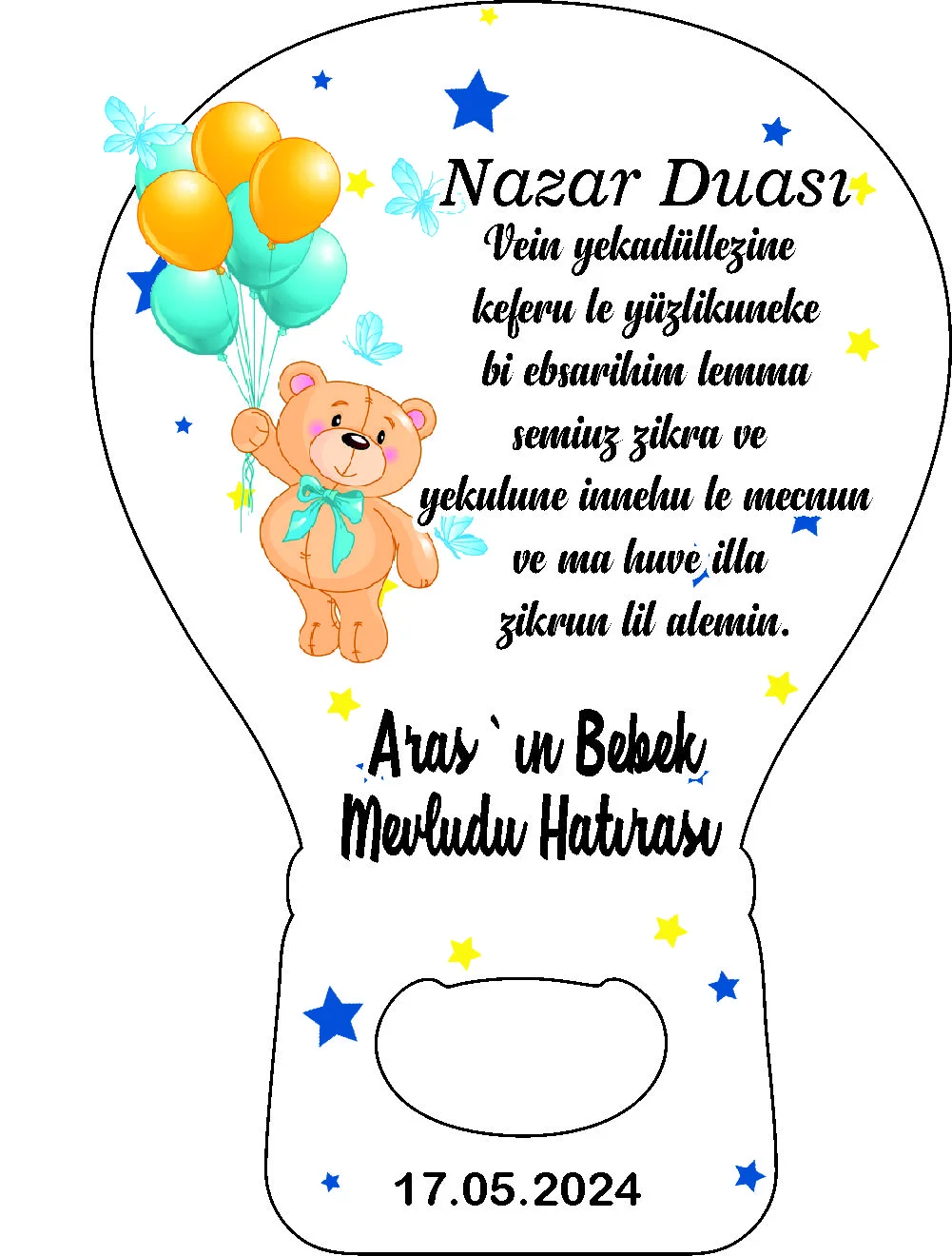 Mevlit (Nazar Duası) tasarımlı Açacak magnet